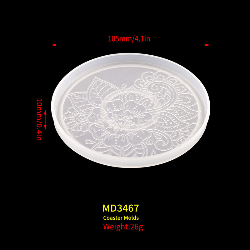 Coaster Mold Round - Flower Coaster Silicone Mold Epoxy Resin